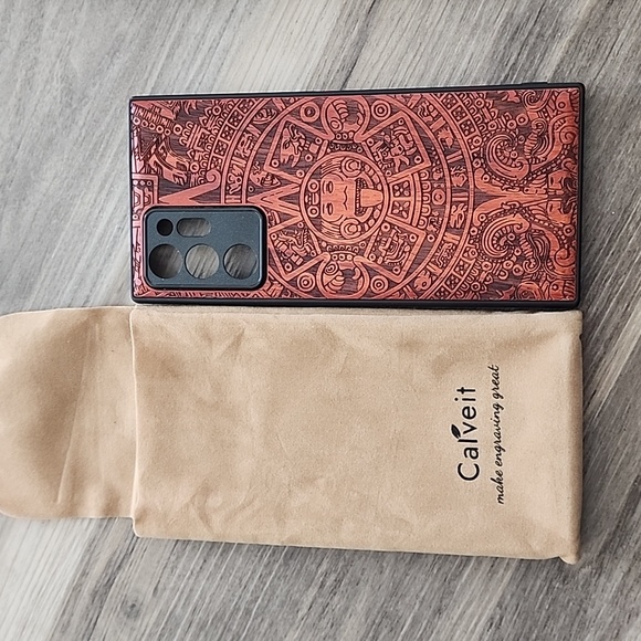 Carveit Wood Case for Galaxy Note20 Ultra Case [Hard Real Wood & Black Soft TPU] - Picture 7 of 9